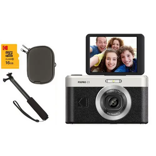 Kodak C1 Compact Camera Tiltable Scherm Black Kit
