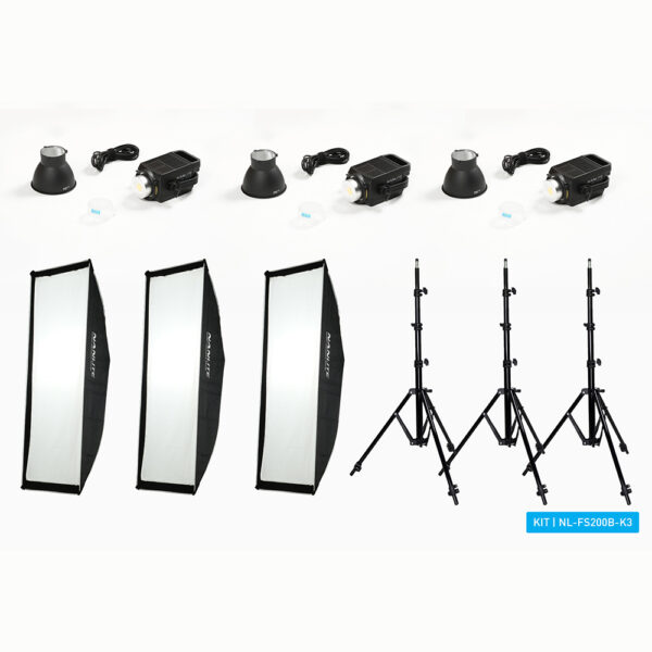 Nanlite FS200 Bi-Colour LED Tripple Kit (w/ Light Stand A...