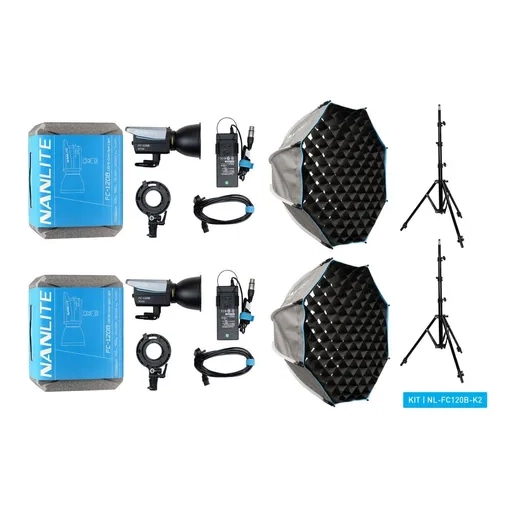 Nanlite FC-120B LED Bi-Colour Spot Light Dual Kit (w/ Light Stand And Softbox)