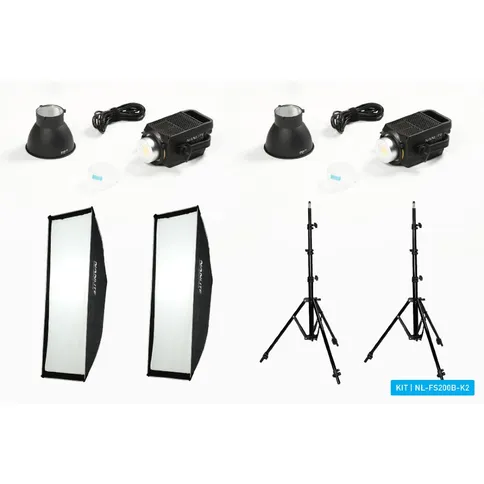 Nanlite FS200 Bi-Colour LED Dual Kit (w/ Light Stand And ...