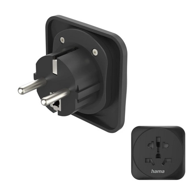 Hama Reisadapter Type E EN F 3-POLIG Universal Wereld To Europa Black