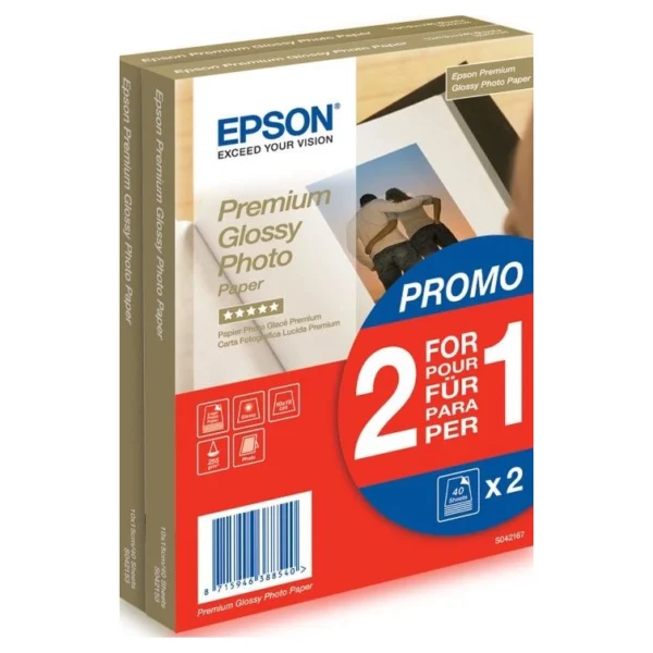 Epson Premium Glossy Photo Paper 10x15 cm 2x 40 vel, 255 g