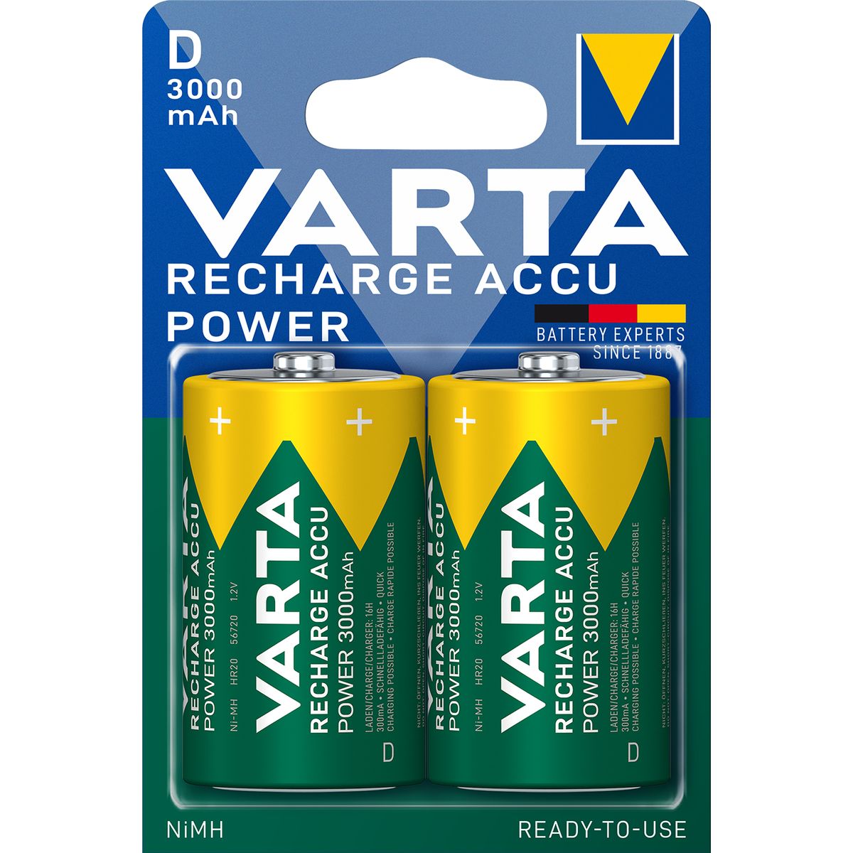 Varta Recharge Battery Power D 3000mAh Blister 2