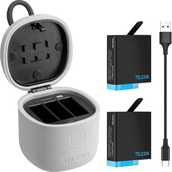 Telesin Allin Charger Box + 3x accu - GoPro Hero 9/10/11/12