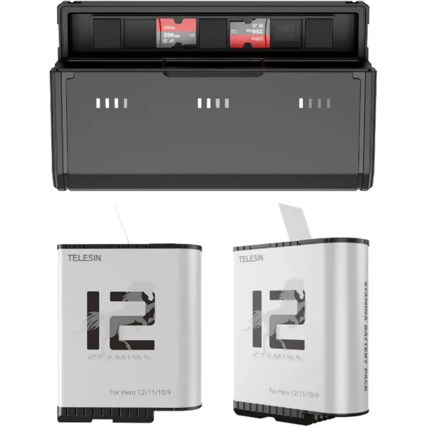 Telesin Pocket Oplaadbox + 2x accu voor GoPro 9/10/11/12
